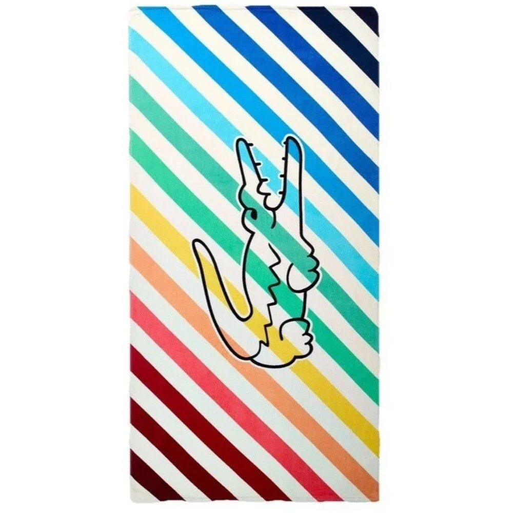 Lacoste Rainbow Big Croc Cotton Beach Towel 36”x72”